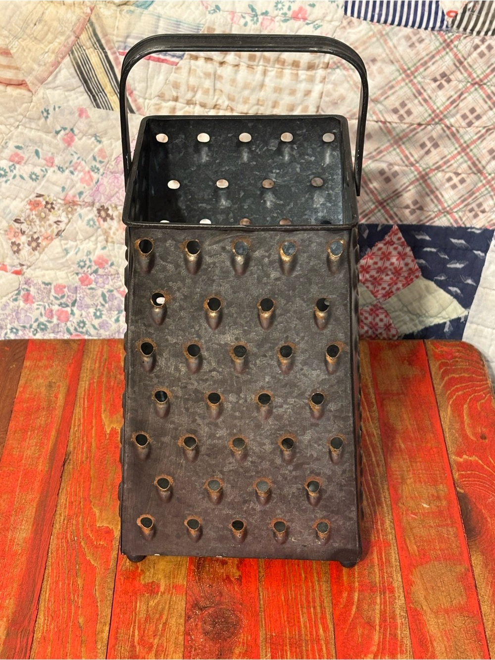 Large Primitive FarmHouse Grater Candle Holder - Vintage Style